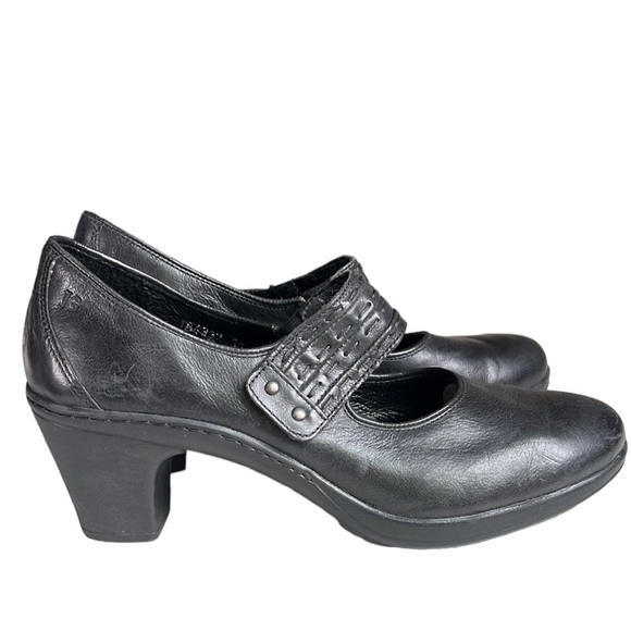 Josef Seibel Comfort Shoe Black Leather Platform Heeled Mary Jane Shoes. 8.5 - Picture 1 of 14